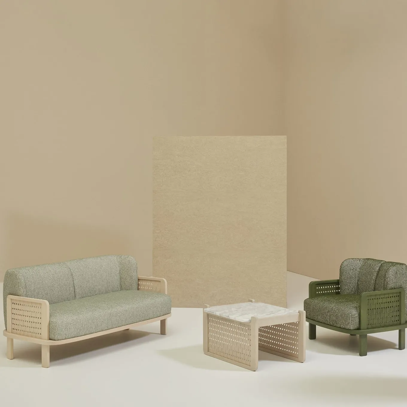 Raquette 181 Green Sofa by Cristina Celestino