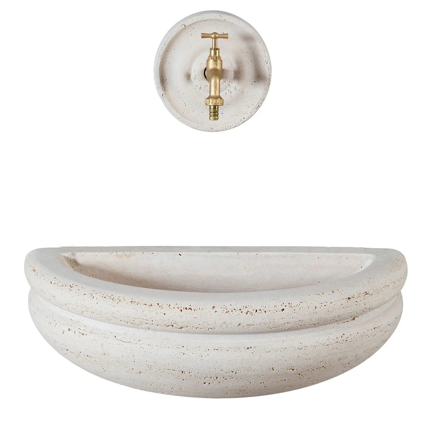 Rasna beige travertine stone outdoor basin