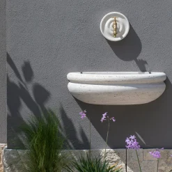 Rasna beige travertine stone outdoor basin
