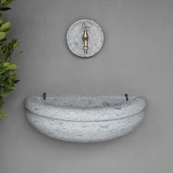 Rasna gray peperino stone outdoor basin