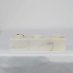 RE Triple Squared Paonazzo Marble Candle Holder