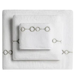 Recoleta White Embroidered Towel Set in Terry Cotton