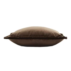 Rectangle Brown Happy Pillow With Fringes