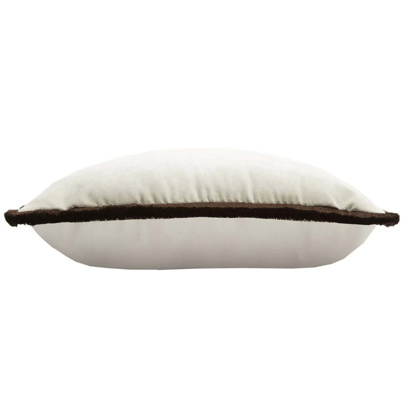 Rectangle White Velvet Happy Pillow With Brown Fringes