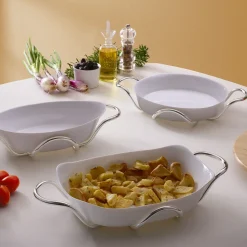 Rectangular Baking Dish with Silver Holder by Itamar Harari