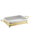 Rectangular Baking Dish with Two-Handle Golden Holder