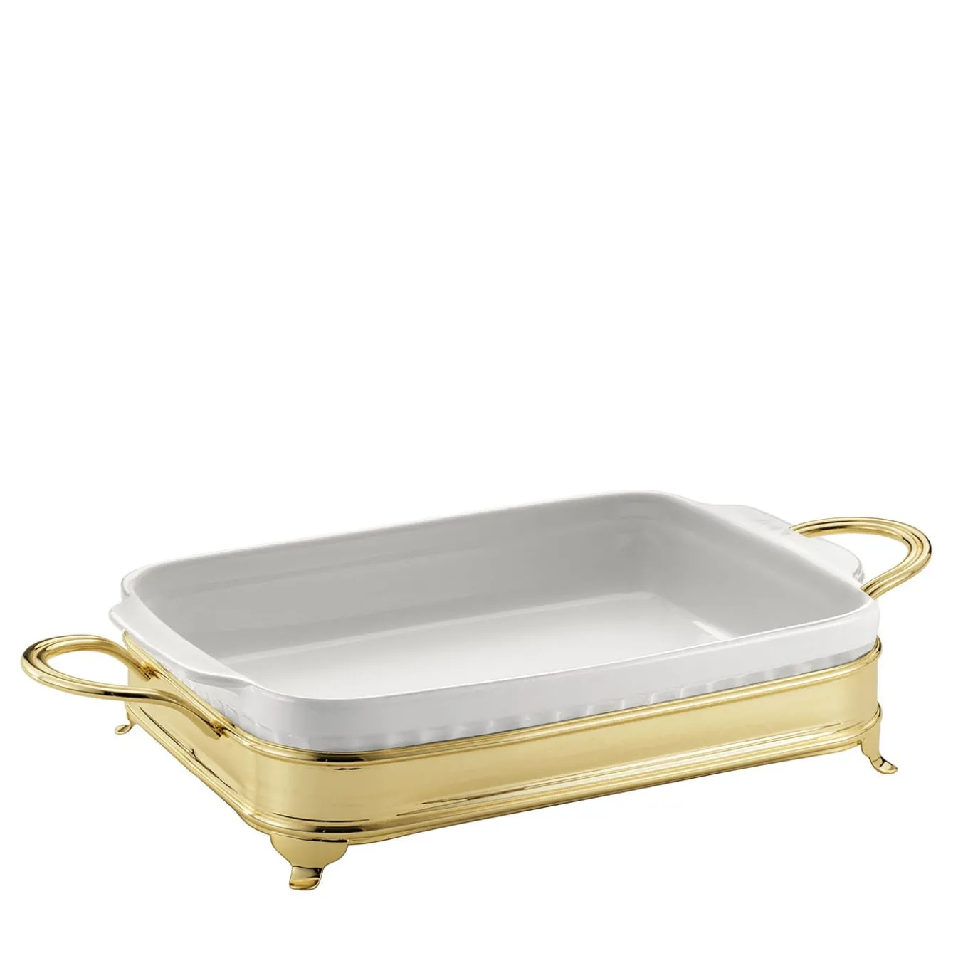 Rectangular Baking Dish with Two-Handle Golden Holder