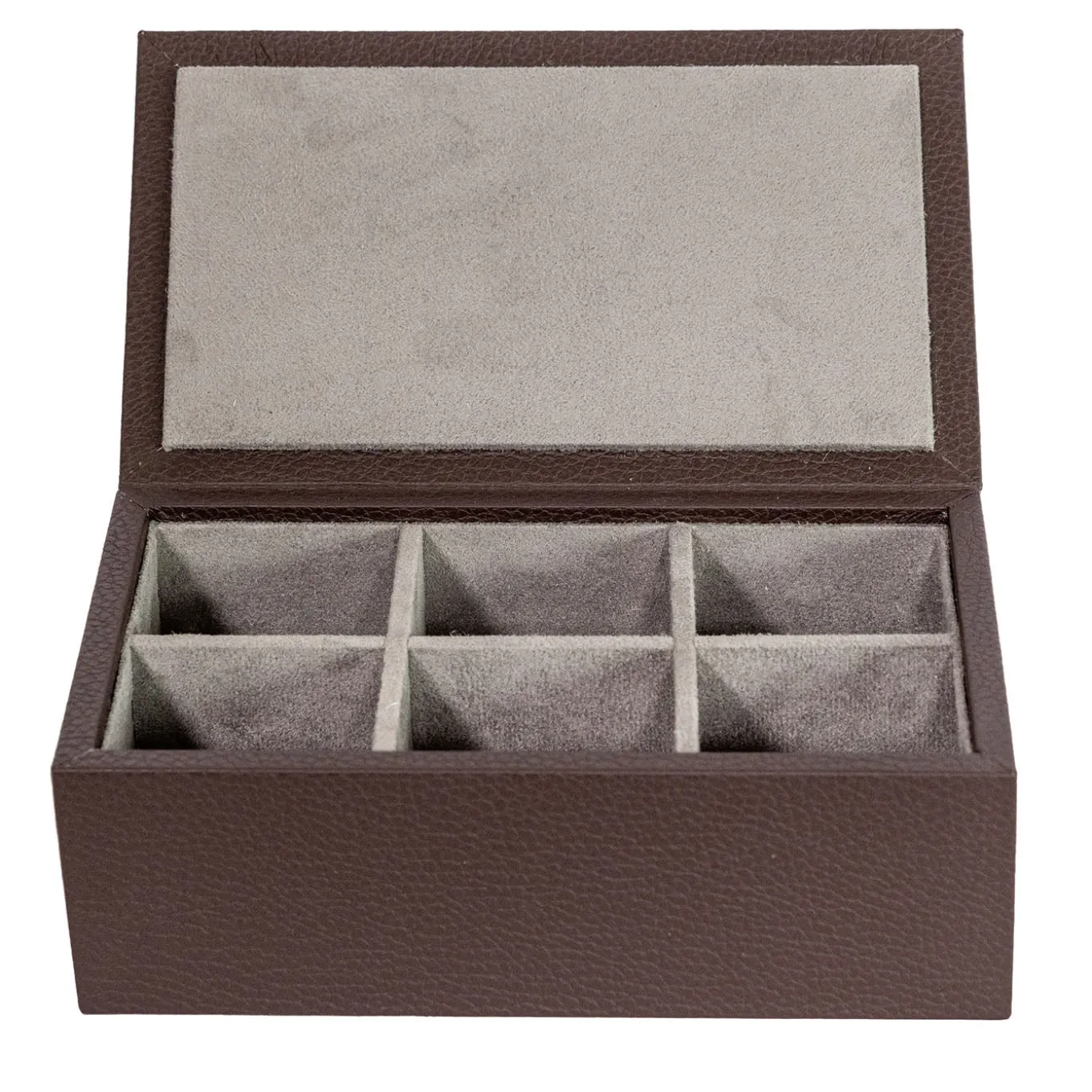 Rectangular Cocoa Brown Wood & Leather Tea Box