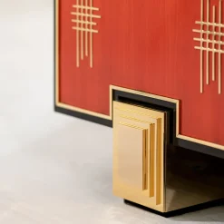 Red Bolivar Wood Bar Cabinet