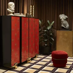 Red Bolivar Wood Bar Cabinet