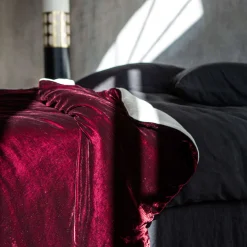 Red Velvet & Linen Blanket