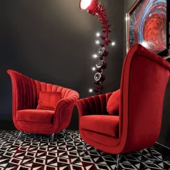 Red Velvet Shell Armchair