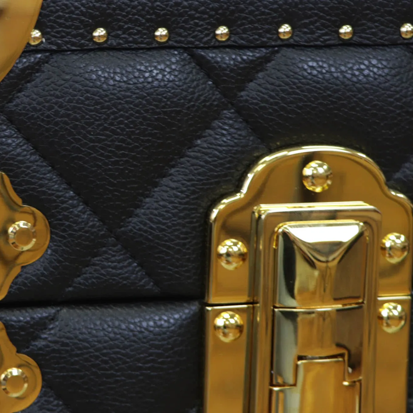 Regale Quilted Blue & Gold Leather Trunk
