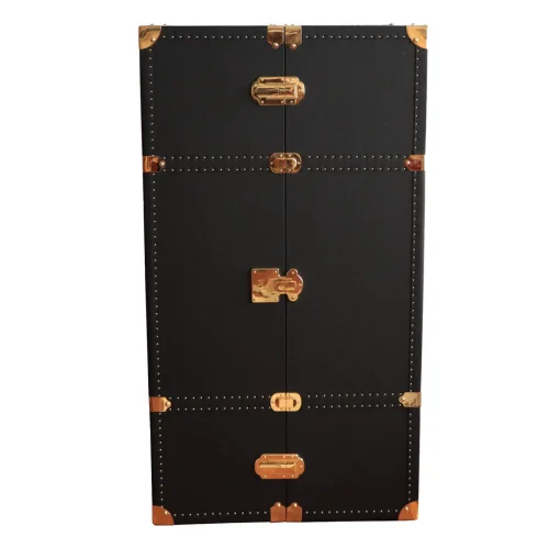 Regale Wheeled Black & Gold Steamer Bar Trunk