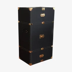 Regale Wheeled Black & Gold Steamer Bar Trunk