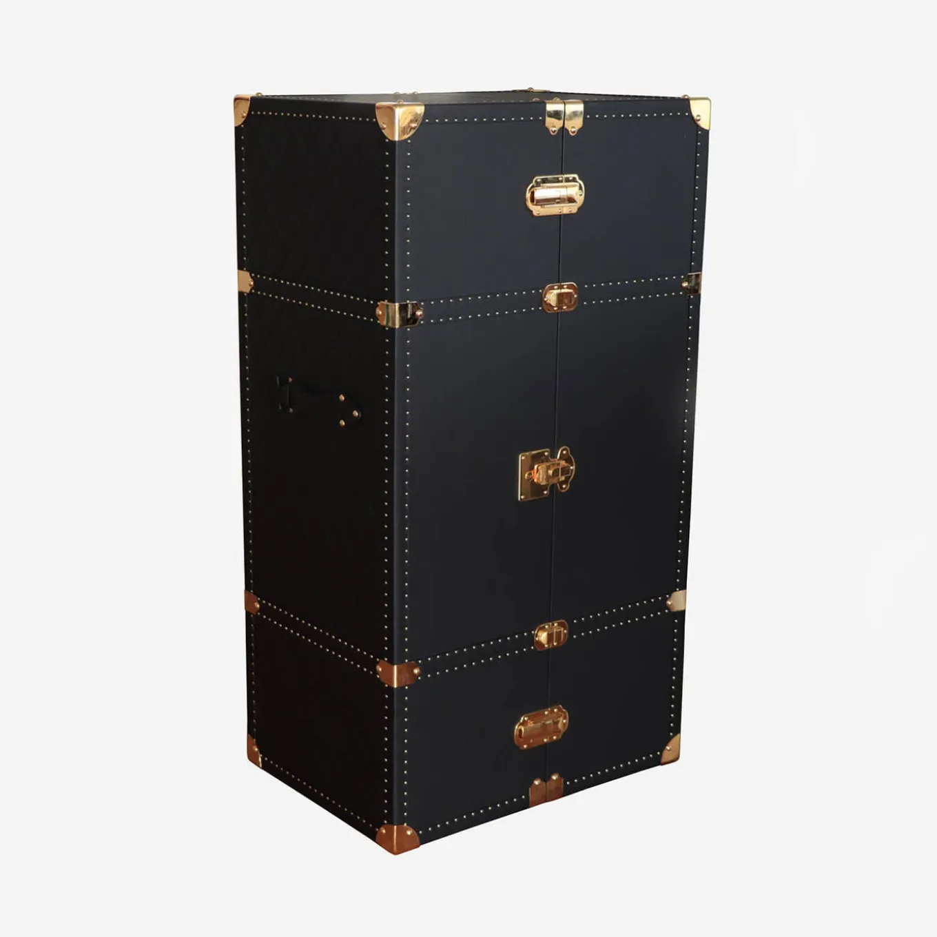 Regale Wheeled Black & Gold Steamer Bar Trunk