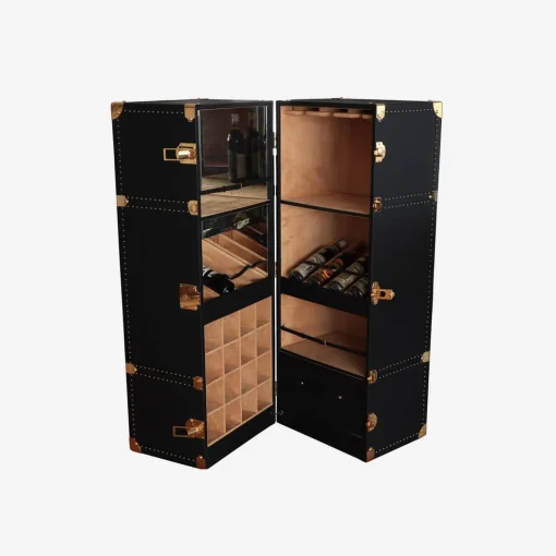 Regale Wheeled Black & Gold Steamer Bar Trunk