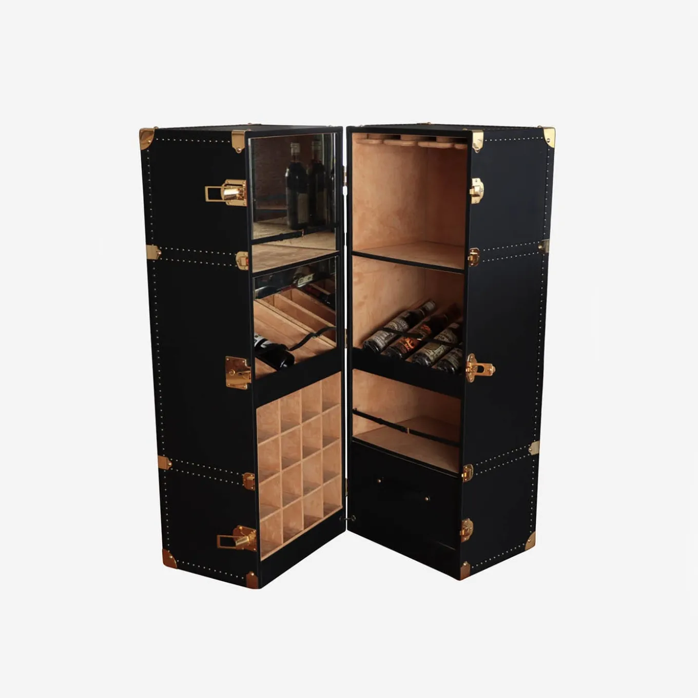 Regale Wheeled Black & Gold Steamer Bar Trunk