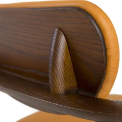 Regina Light Brown Oak Lounge Chair with Leather Upholstery