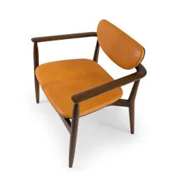 Regina Light Brown Oak Lounge Chair with Leather Upholstery