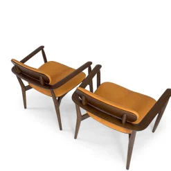 Regina Light Brown Oak Lounge Chair with Leather Upholstery