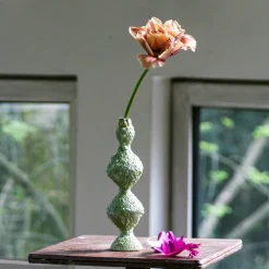 Reginetta Textured Green Bud Vase