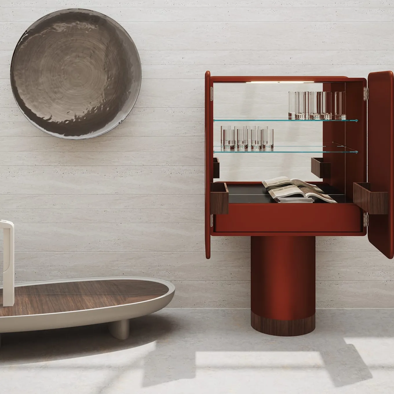 Regis 2-Door Coppery Bar Cabinet