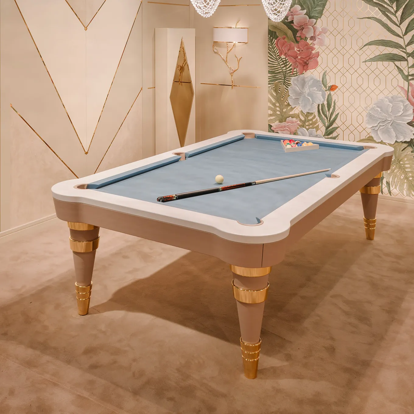 Regis powder blue pool table by Pino Vismara