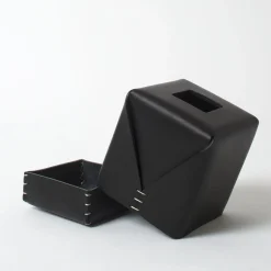 Regular Cubic Black Tissue Box by Oscar Maschera