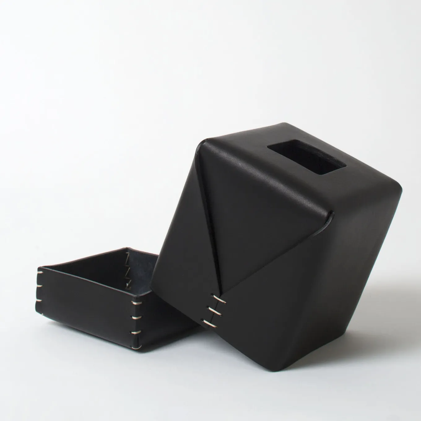Regular Cubic Black Tissue Box by Oscar Maschera