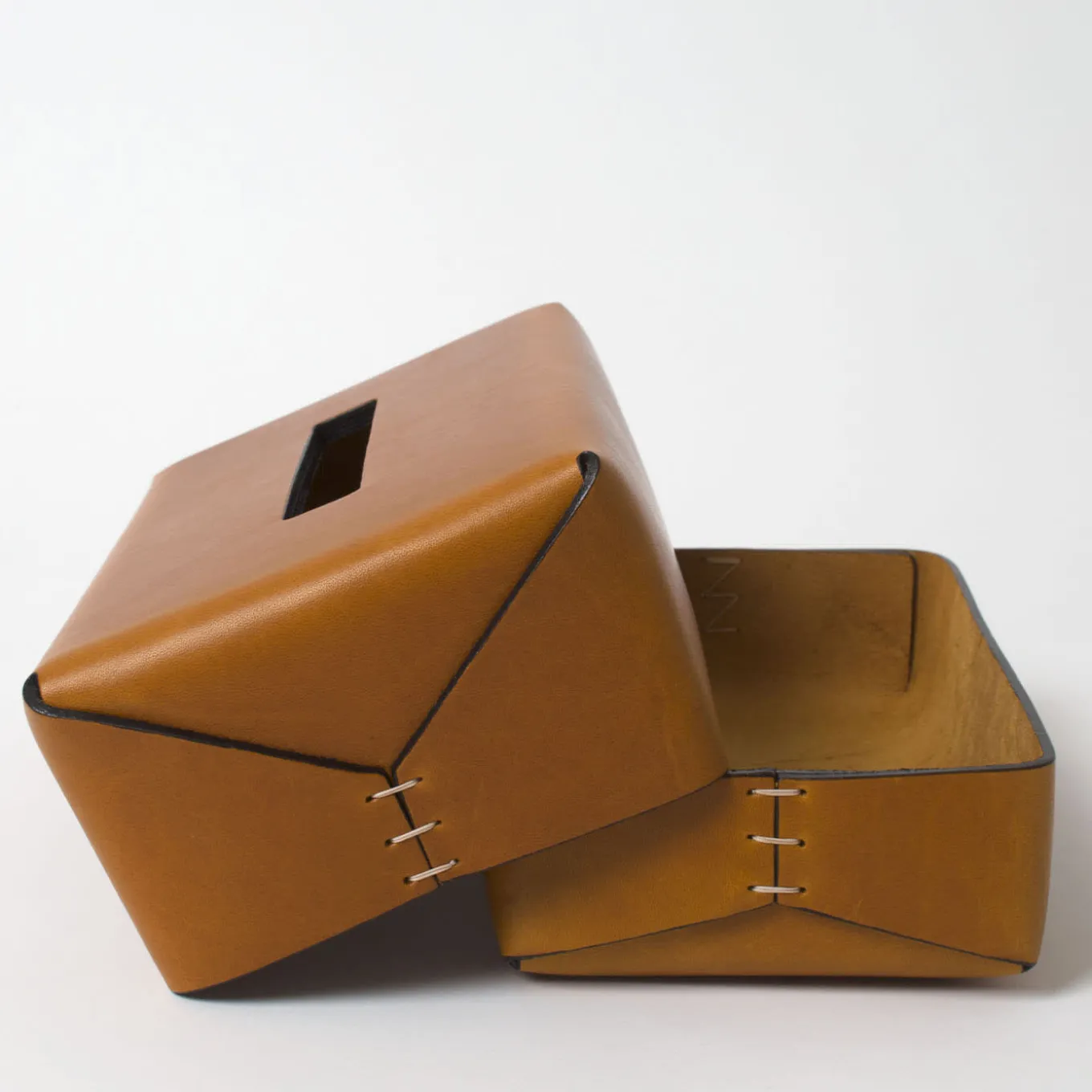 Regular Rectangular-Cut Brown Tissue Box by Oscar Maschera