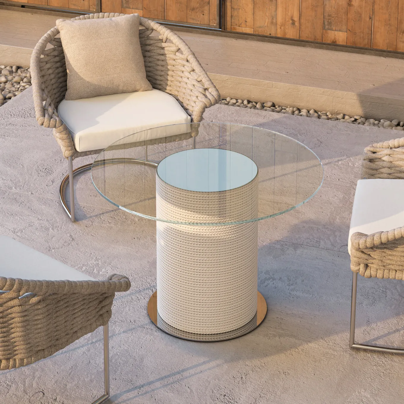 Remì Round White Outdoor Cocktail Table