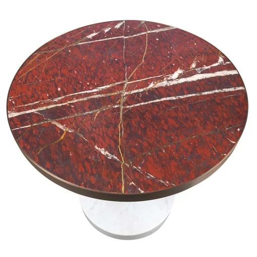 Rene Bistro Table in Rouge de Roi Marble by Piero Lissoni
