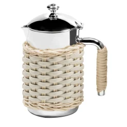 Rennes Beige Leather & Rattan Thermal Carafe