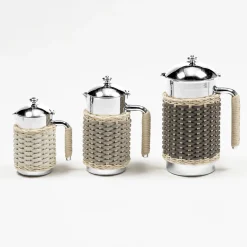 Rennes Beige Leather & Rattan Thermal Carafe