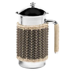 Rennes Brown Leather & Rattan Thermal Carafe