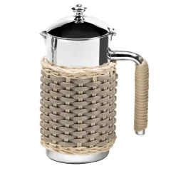 Rennes Gray Leather & Rattan Thermal Carafe