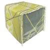 Reverso Fringed Cedar Yellow & Blue/Seaweed Green Jacquard Pouf