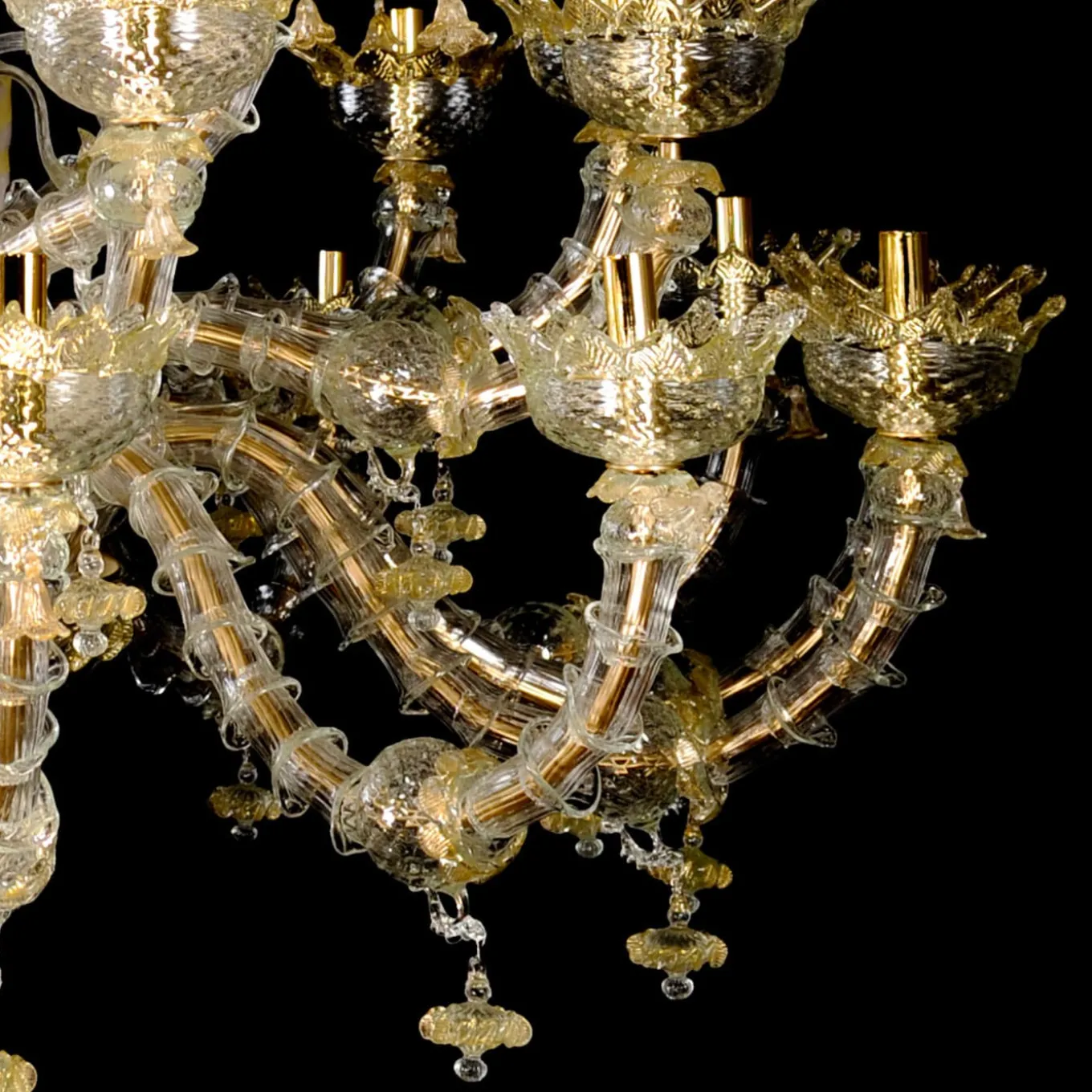 Rezzonico-style Gold and Crystal Chandelier #7