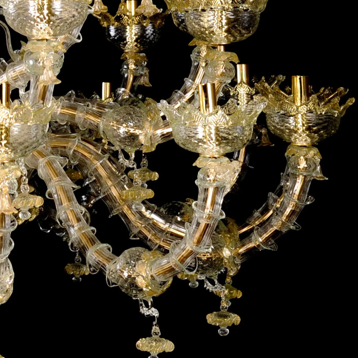 Rezzonico-style Gold and Crystal Chandelier #6