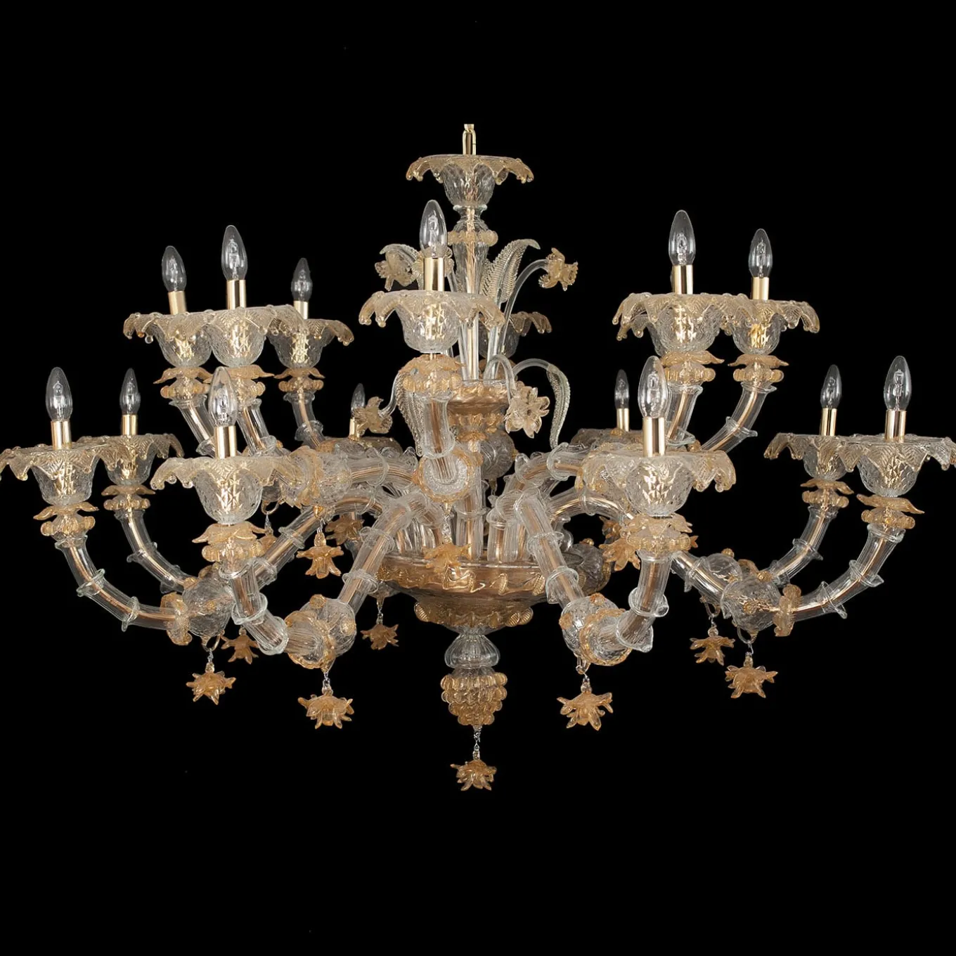 Rezzonico-style Gold and Crystal Chandelier #1