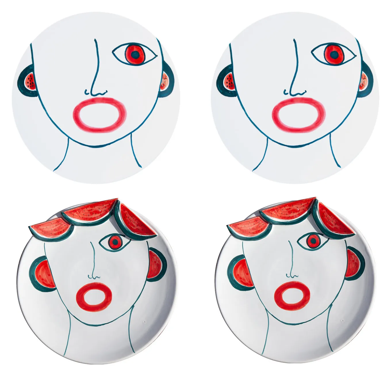 Riccardo Street Vendor of Watermelons Set of 4 Plates