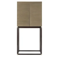 Riesling Bar Cabinet Brass Carved Liquid Metal