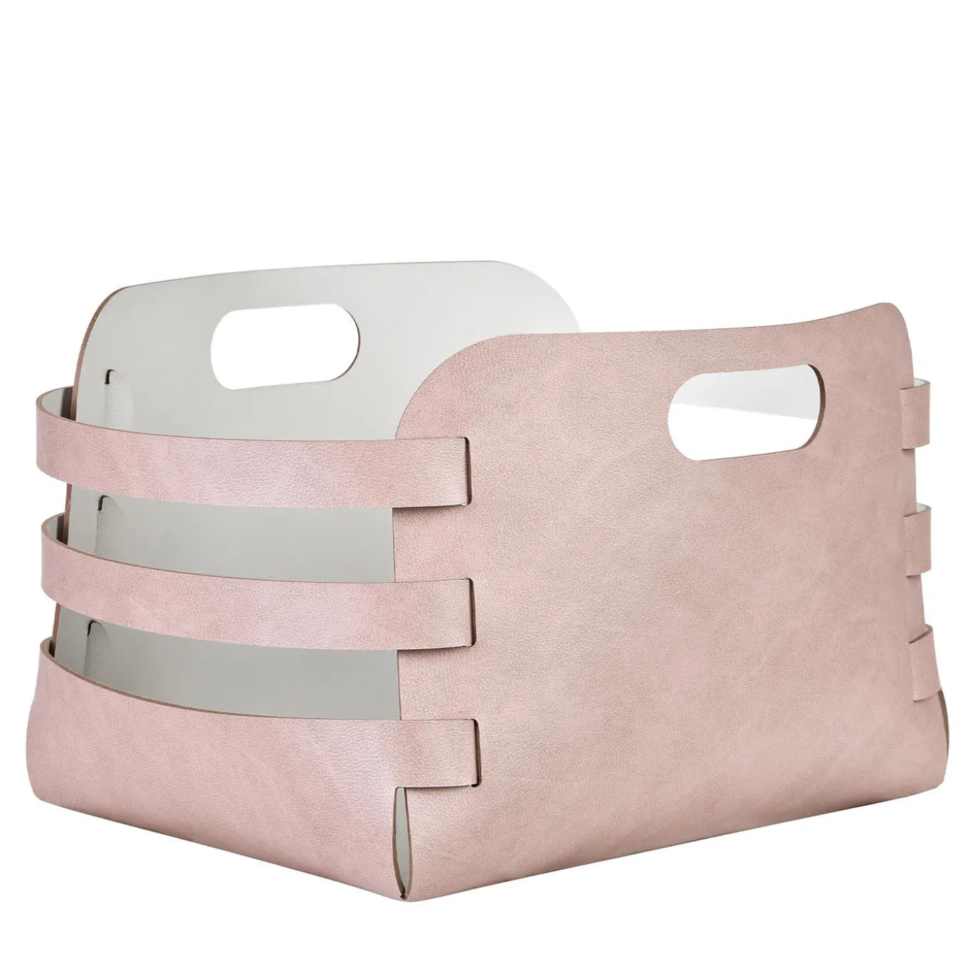 Riga Ash Rose and Oyster Leather Basket