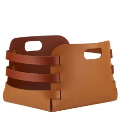 Riga Cognac and Bordeaux Leather Basket