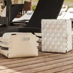 Riga Panna Cotta and White Leather Basket