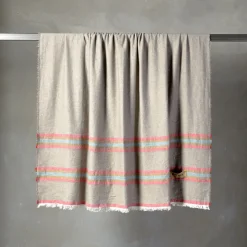 Rigoroso Fringed Polychrome Cashmere & Linen Blanket