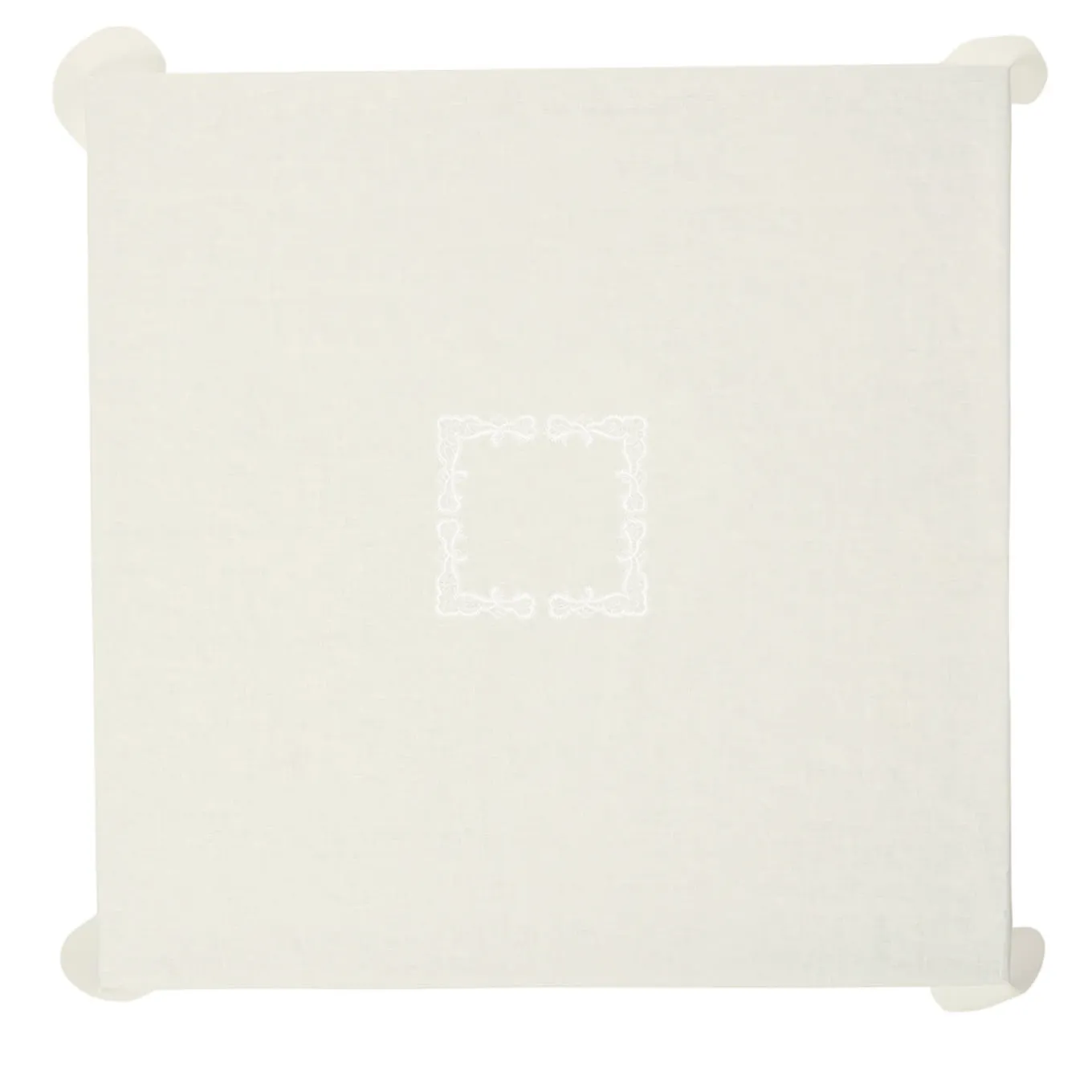 Rinascimento Beige-Embroidered Square Linen Tablecloth