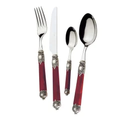 Rinascimento 24-Piece Cutlery Set in Burgundy with Box