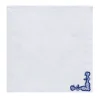 Rinascimento Set of 2 Blue-Embroidered Linen Napkins